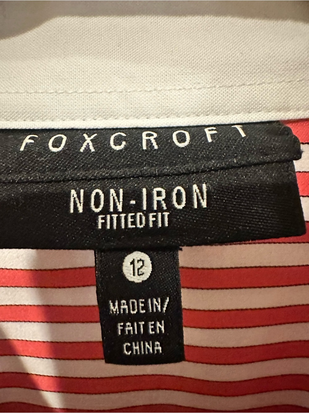 Foxcroft Red and White Vertical Stripe Button-Down Shirt - Picture 2 of 6